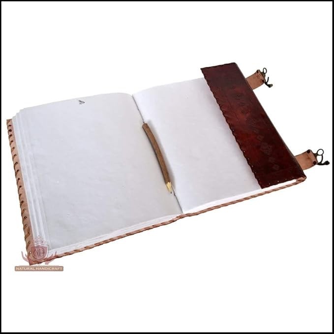 Handmade Large Leather Journal–Seven Stone Vintage Book of Shadows10x13 Notebook