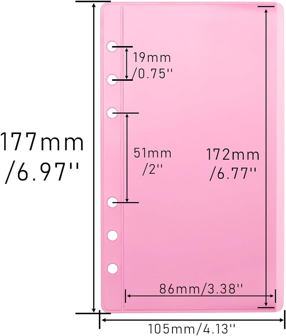 12Pcs Pink A6 Binder Pockets Zipless Cash Envelopes Budget Binder Inserts PVC Sh