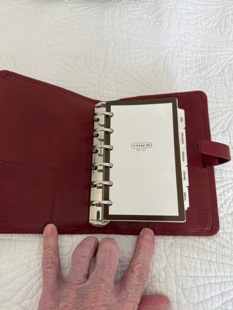 Vintage Coach Red Leather Address/Journal Notebook with Tabs 4 1/2″ X 6″ 6 Rings