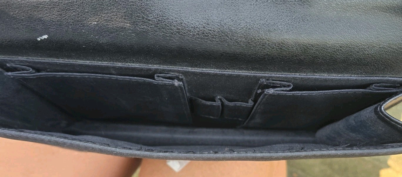 Vtg DAY TIMER Black Leather Planner With Carrying Handle