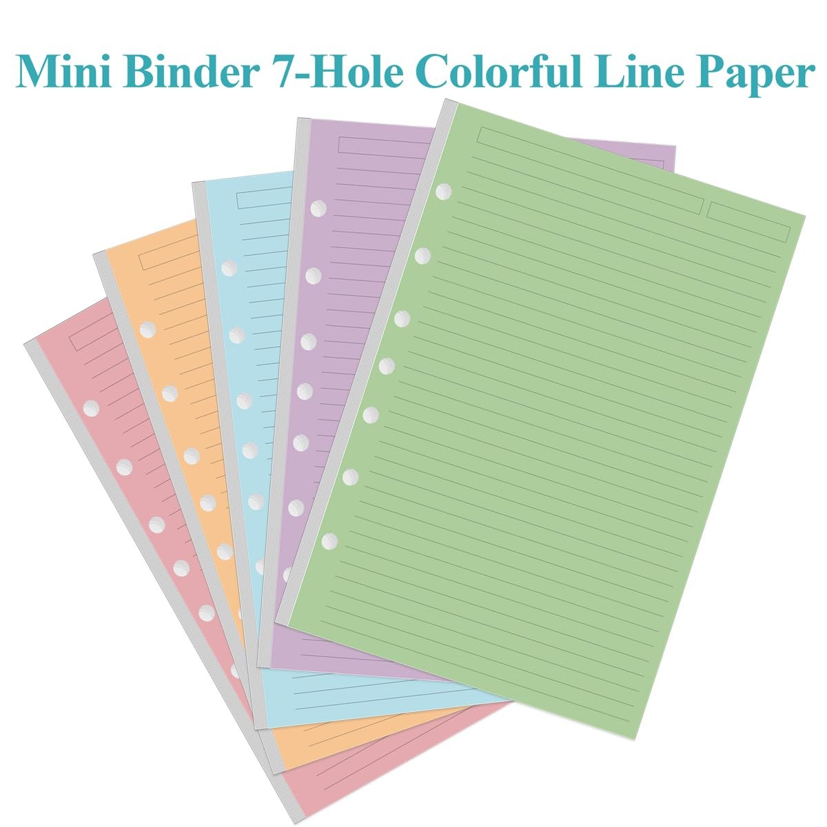 240 Sheet/480 Pages Colored Lined Paper Refill for A6 6-Ring Binder Notebook