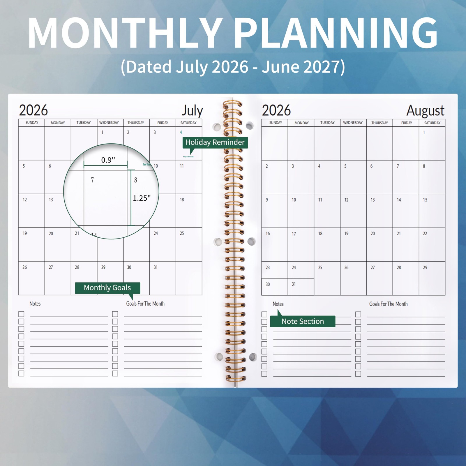 Student Planner 2026-2027 – Monthly and Weekly School 8.2 X 10.7 inches, Blue