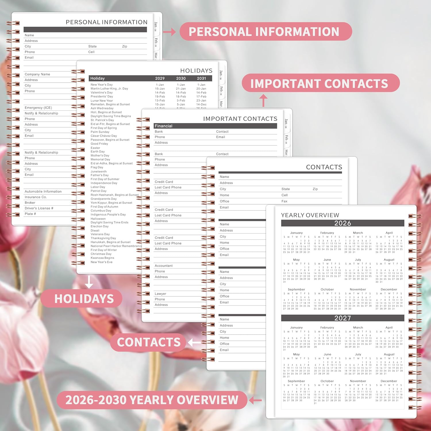 2026-2030 Monthly Planner – 5 Year Monthly Planner/Calendar 2026-2030 Spiral Bou