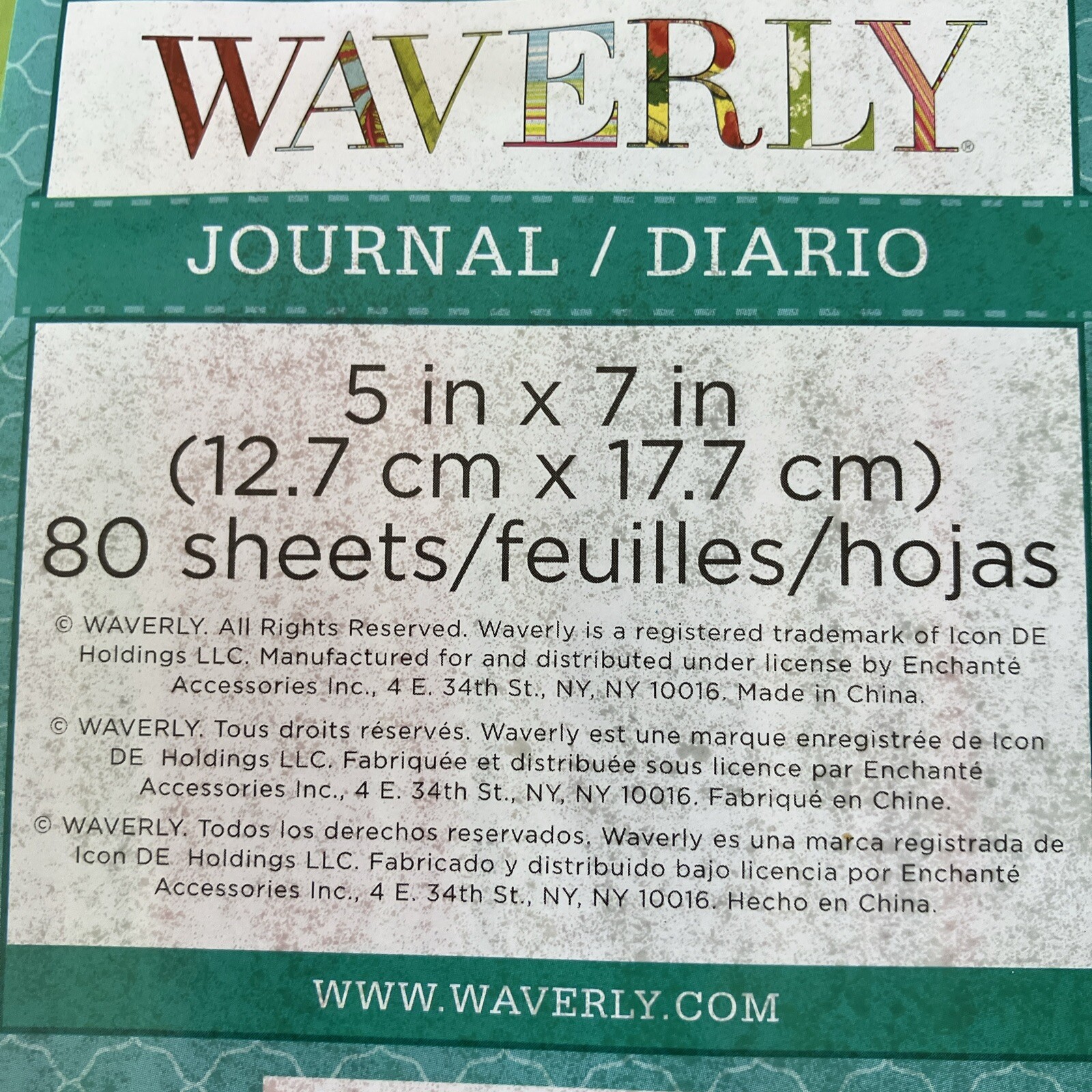 Waverly Journal Floral Softcover 5″X7″ Diary Notebook Flowers NEW Red Green