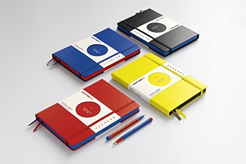 A5 Medium Bauhaus Notebook Hardcover 251 Pages Elastic Closure Expandable Pocket