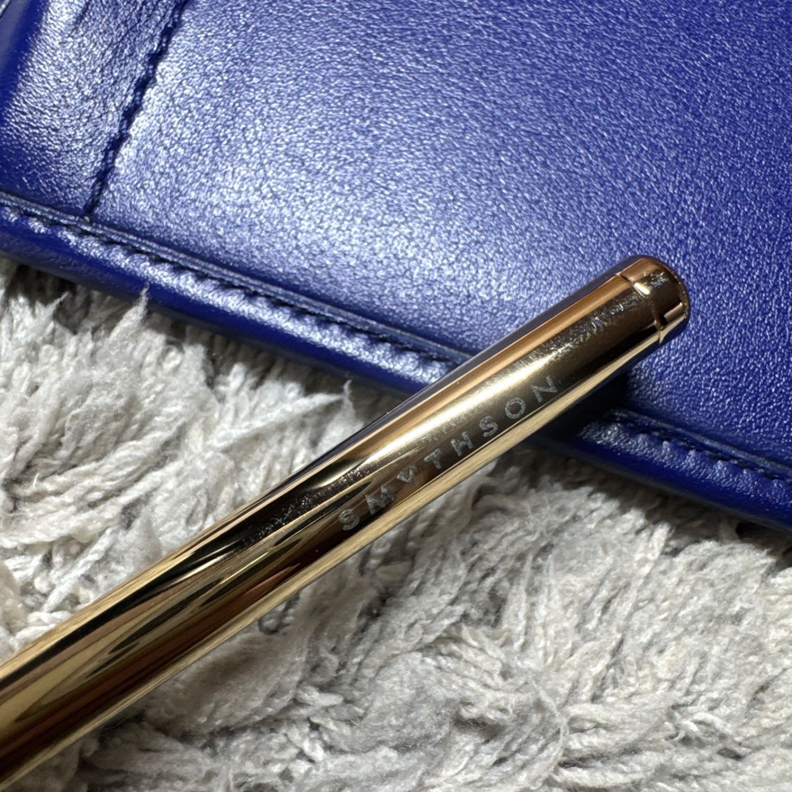 SMYTHSON System Notebook Notebook Cover Leather Blue with Gold Pen Used