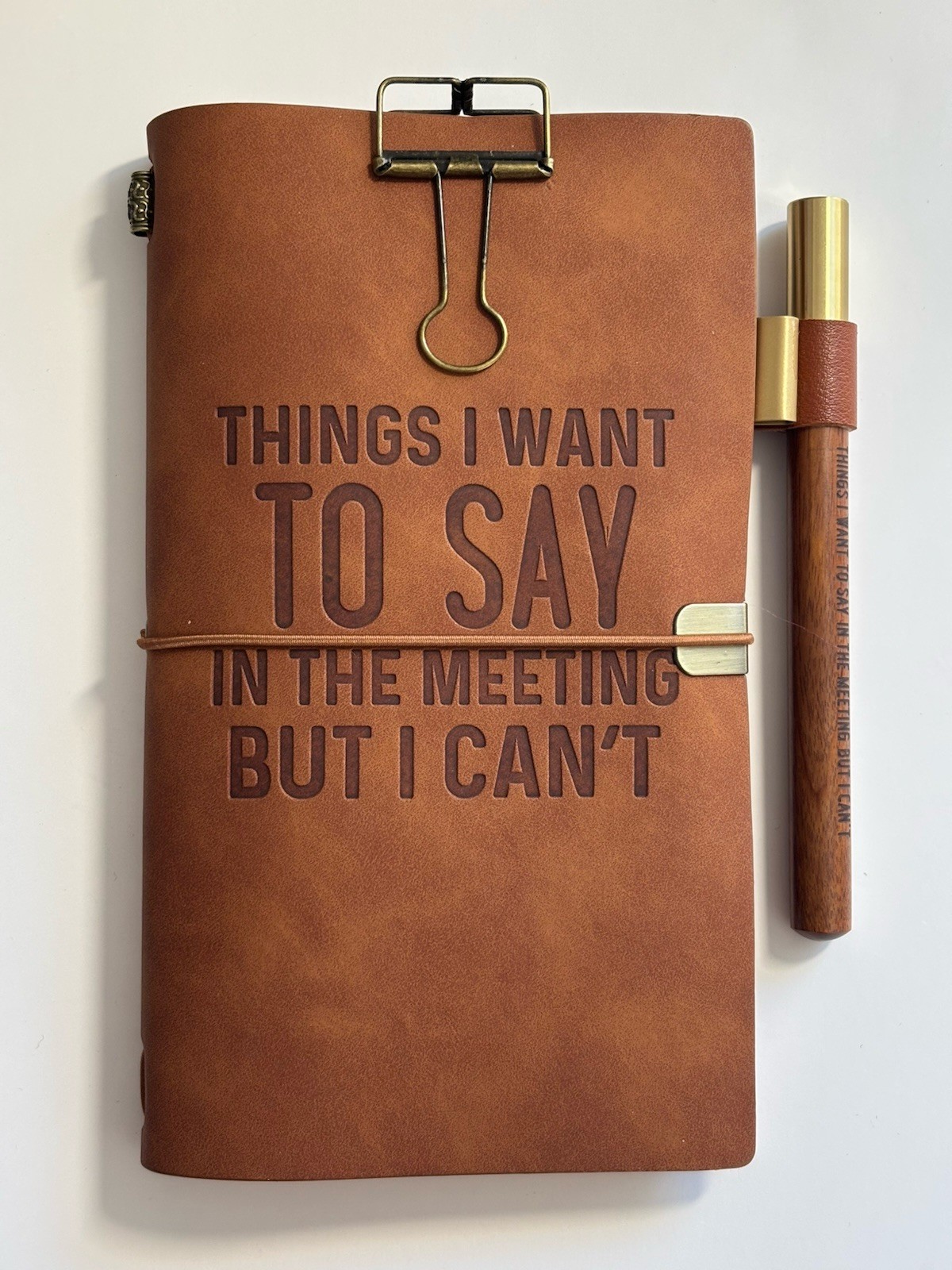 Things I Want To Say In Meeting But Can’t TN Cover Notebook Pen Clip Holder More