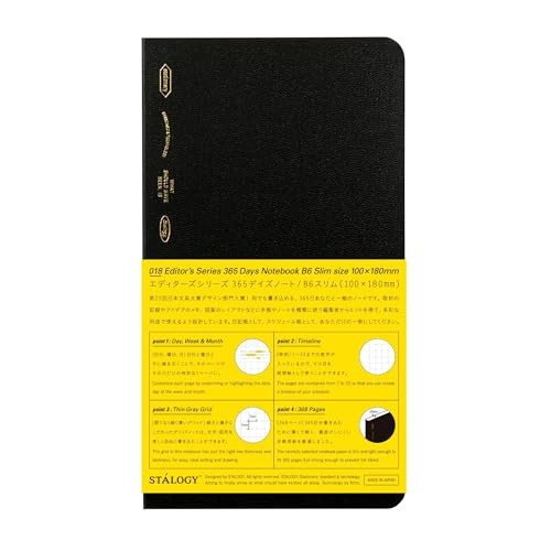 Nitoms STALOGY Notebook B6 Slim Grid 365 Days Notebook Black SS1021 Smart