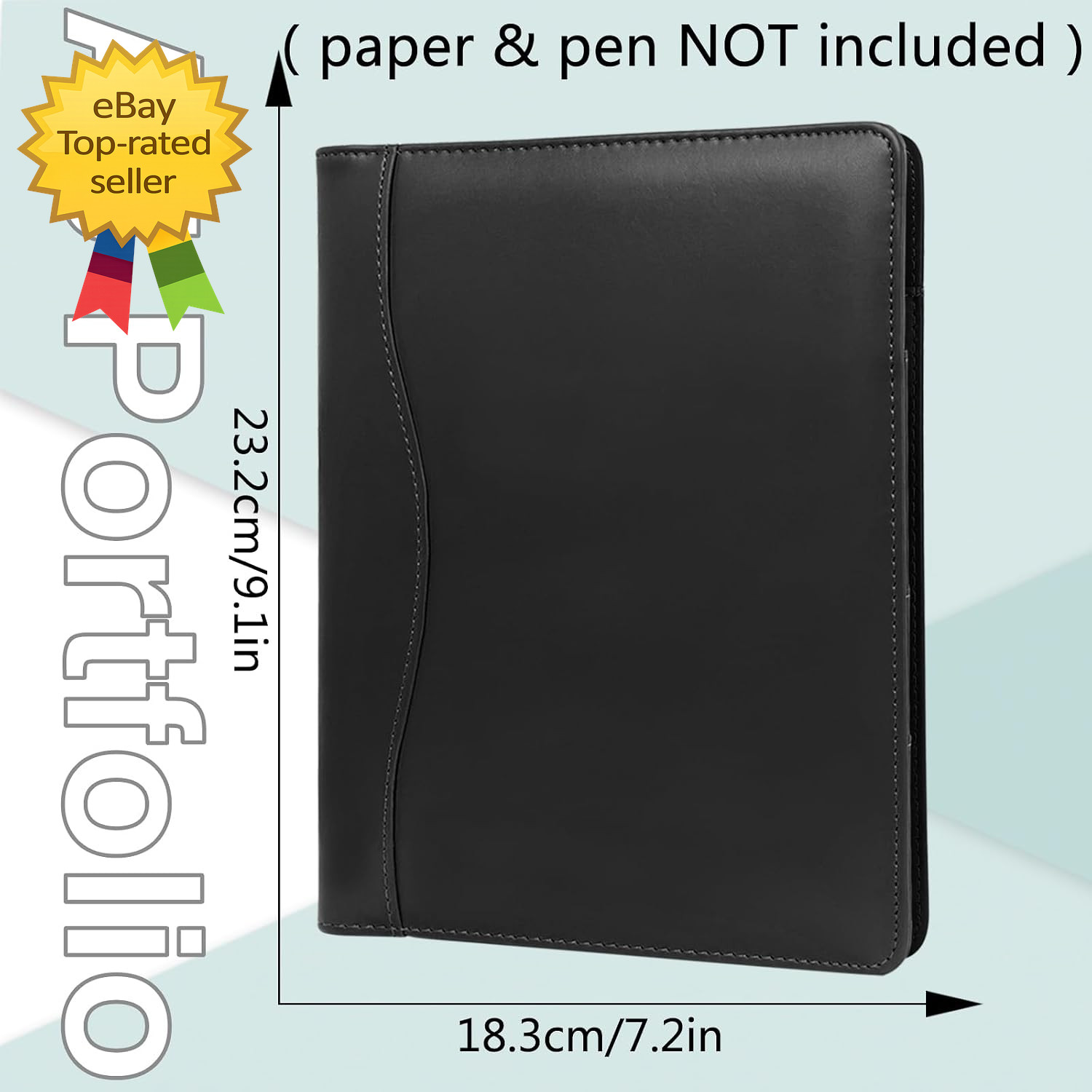 Leather Portfolio Binder 5 X 8 A5 Soft Padfolio Business Document Organizer Blac
