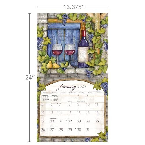 Lang, Wine Country by Susan Winget 2025 Wall Calendar 13.4″W x 24″H, Multi