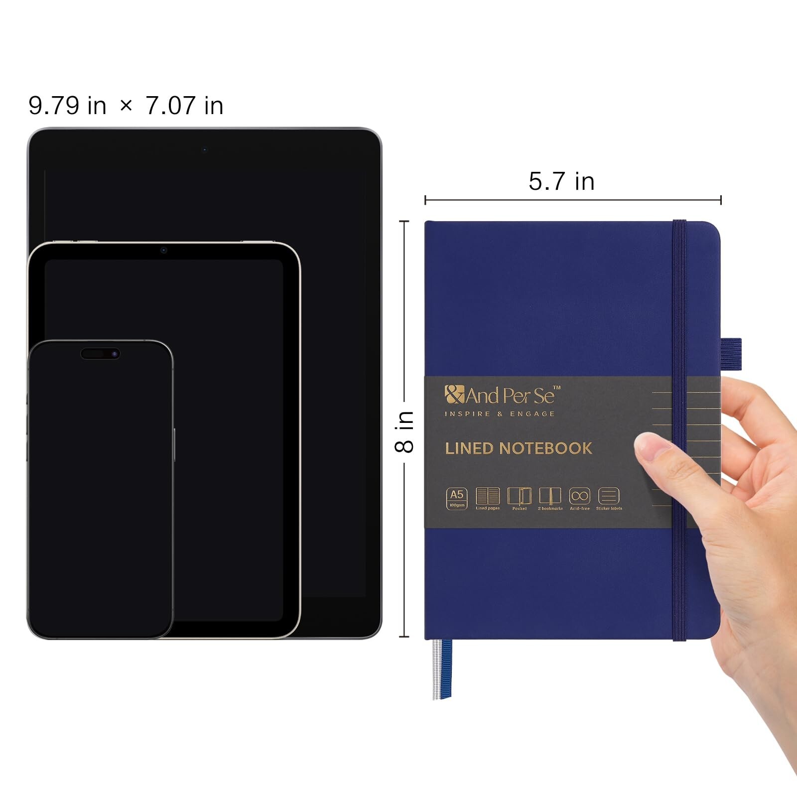 &And Per Se Lined Journal Notebook, 160 Pages, A5 5.7 x 8 inches College Rule…