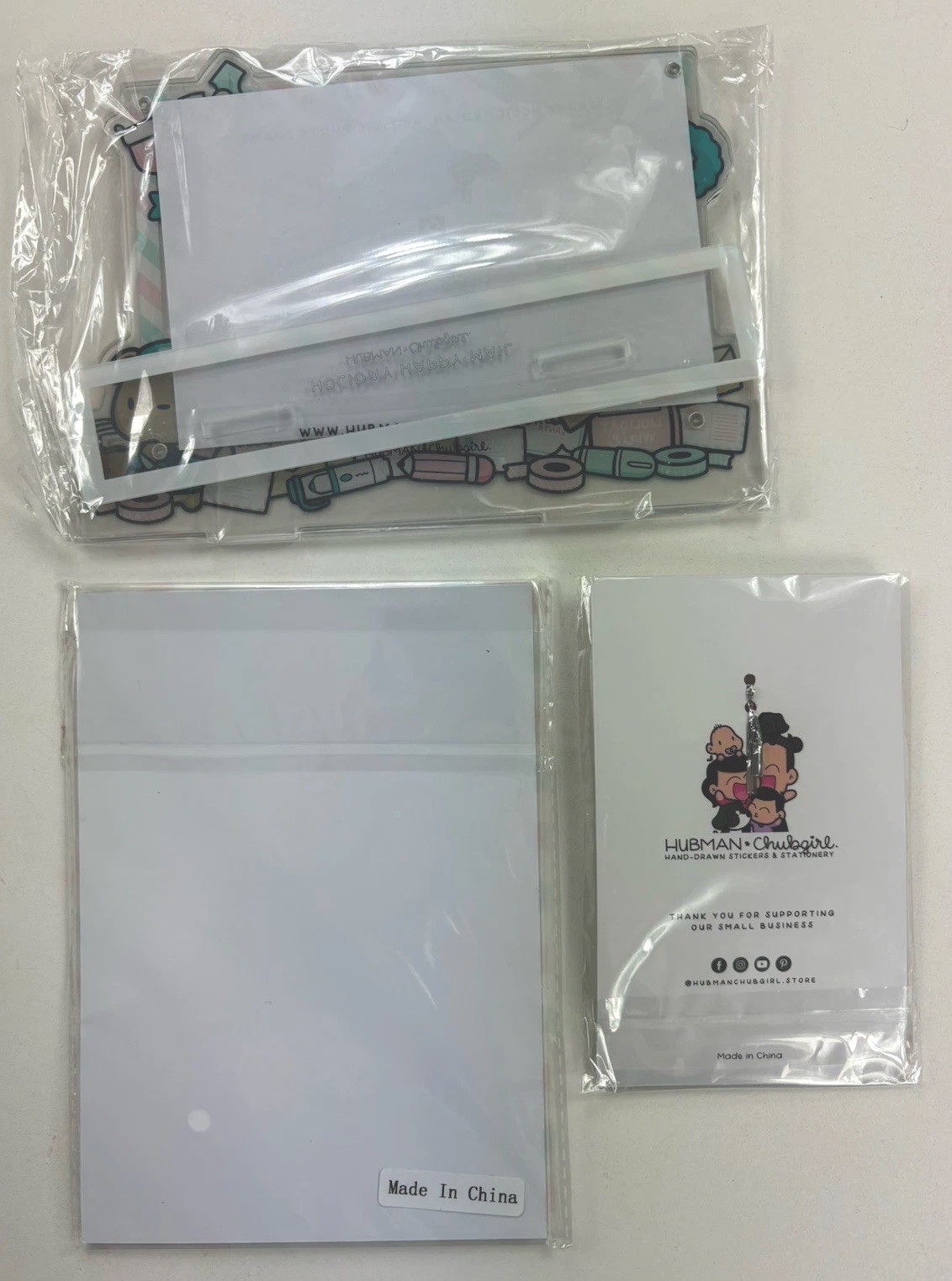 Hubman Chubgirl Happy Mail Acrylic Frame + Shaker Charm + Weekly Planner Pad