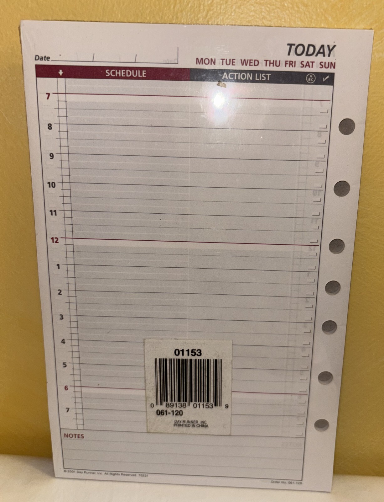 Day Runner Daily Planning Pages–Undated–30 Sheets–5.5in X8.5in—New
