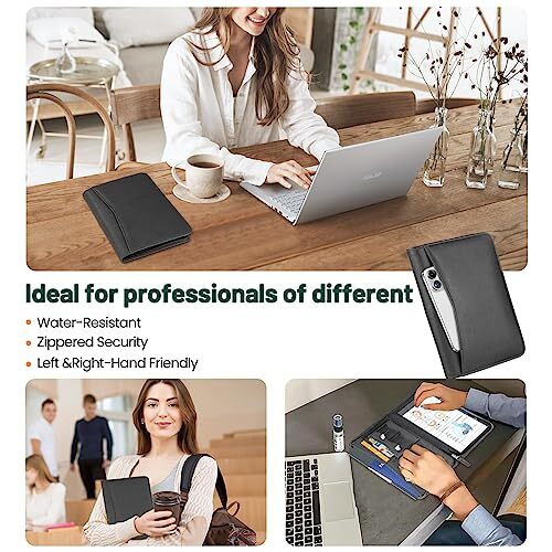Padfolio Portfolio Organizer Binder, Interview Resume Folder, Small(black）