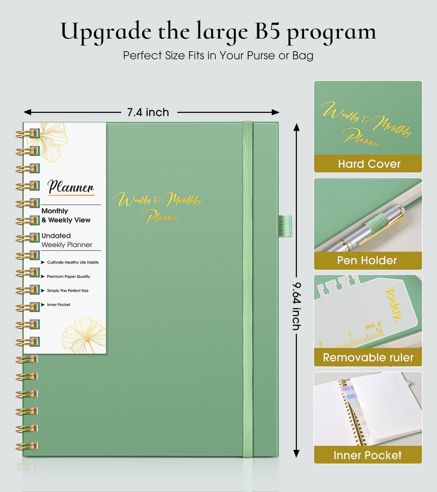 Undated Weekly and Monthly Planner, B5 Large Weekly To Do List Notebook with …