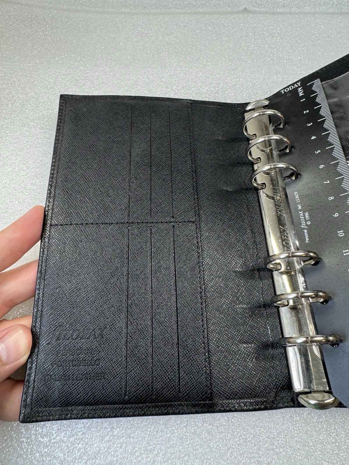 Vintage 90s Filofax Pocket Portobello – Black Italian Textured Leather Organizer