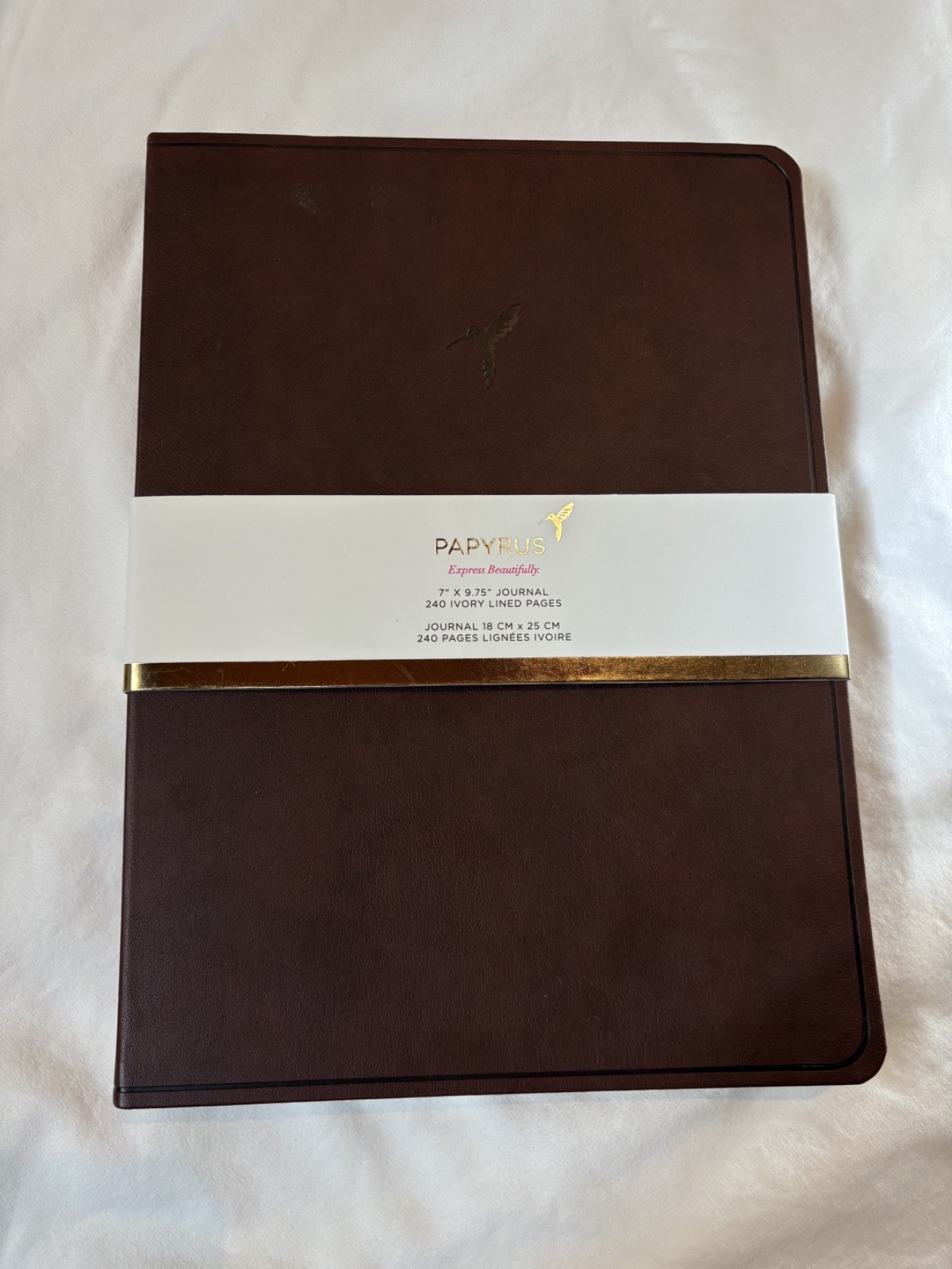 PAPYRUS Brown Ruled Gilded Notebook Journal 240 Pages Ivory Lined 7 x 9.75 GIFT