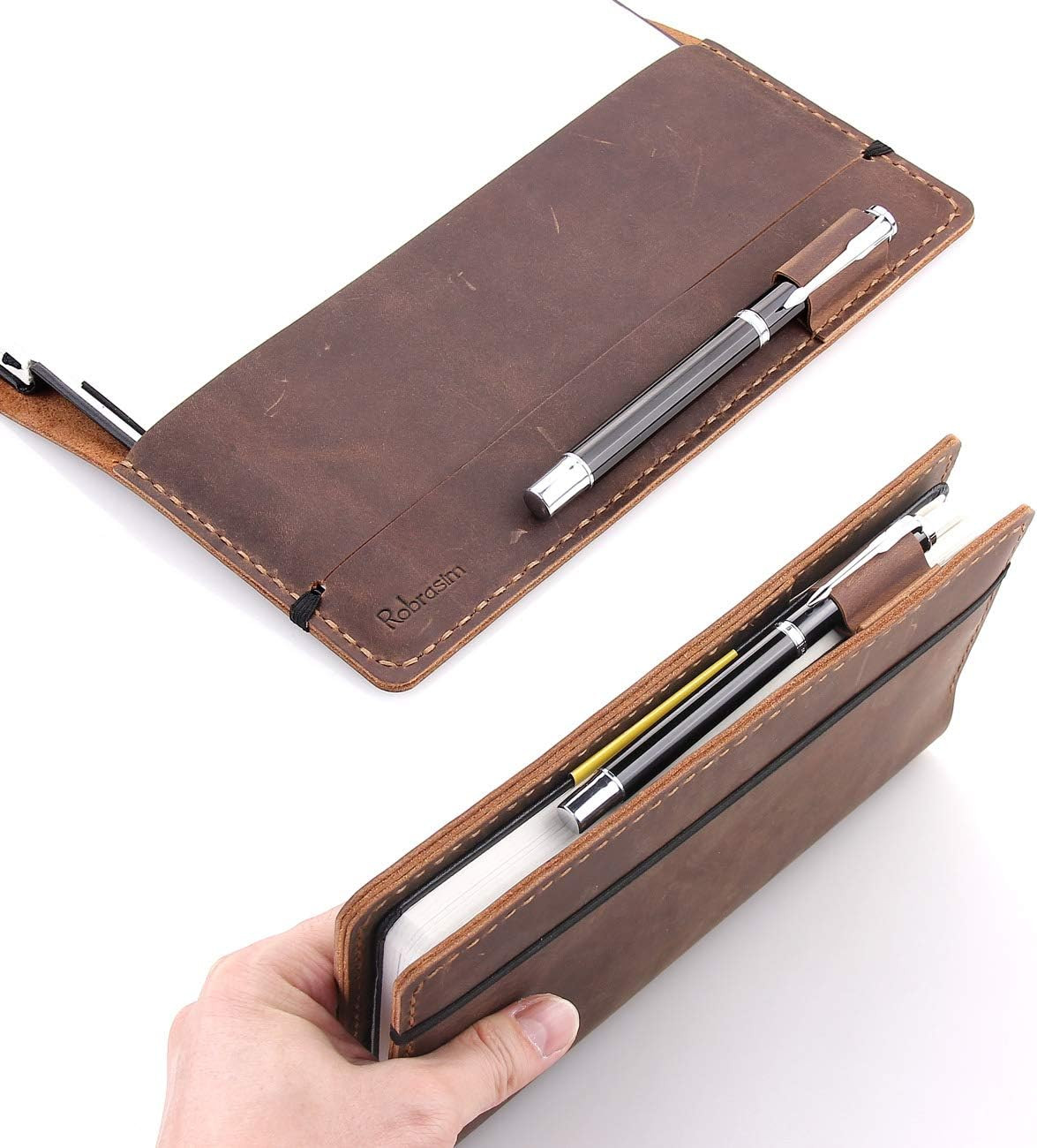 Leather Journal Cover Fits for Moleskine Large Hard Cover Notebook, Handmade Vin