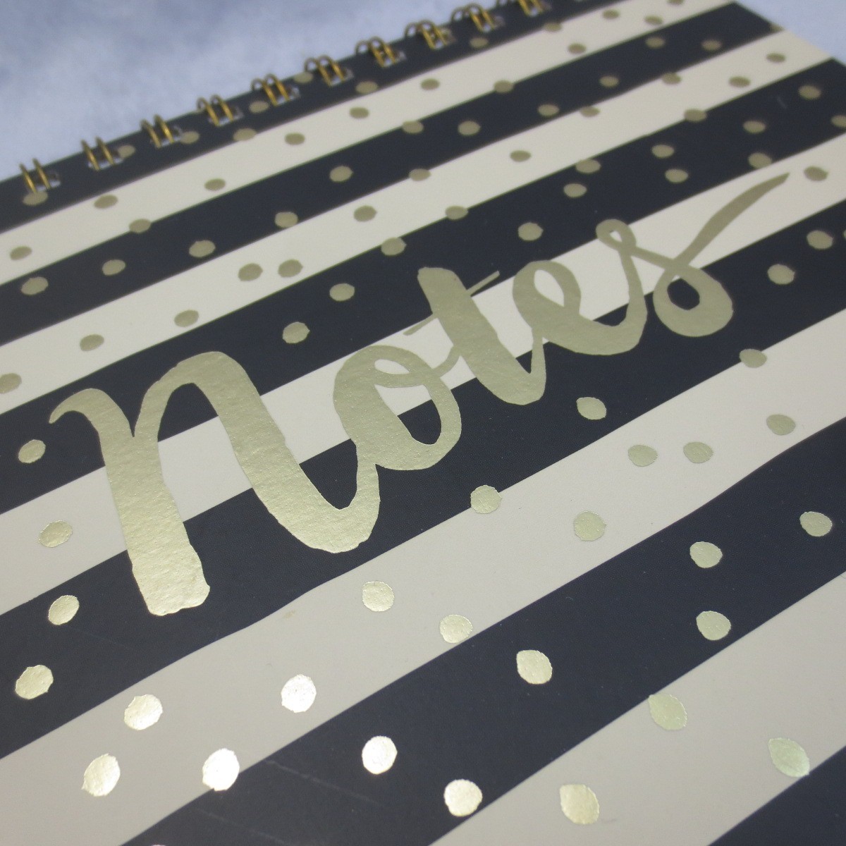 Clementine Paper Inc Black & Gold Stripes & Dots Spiral Notebook Notes Journal