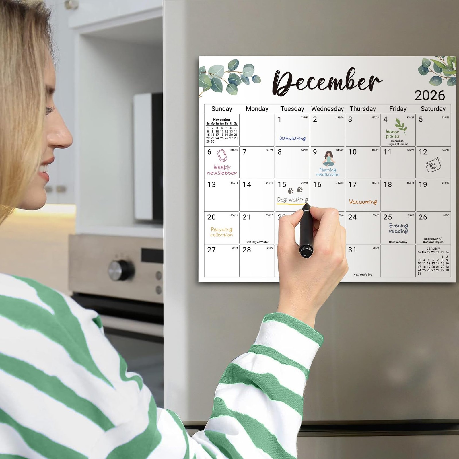 Aesthetic 2026-2027 Magnetic Calendar for Apr 2026 – Dec 2027, a-Nature