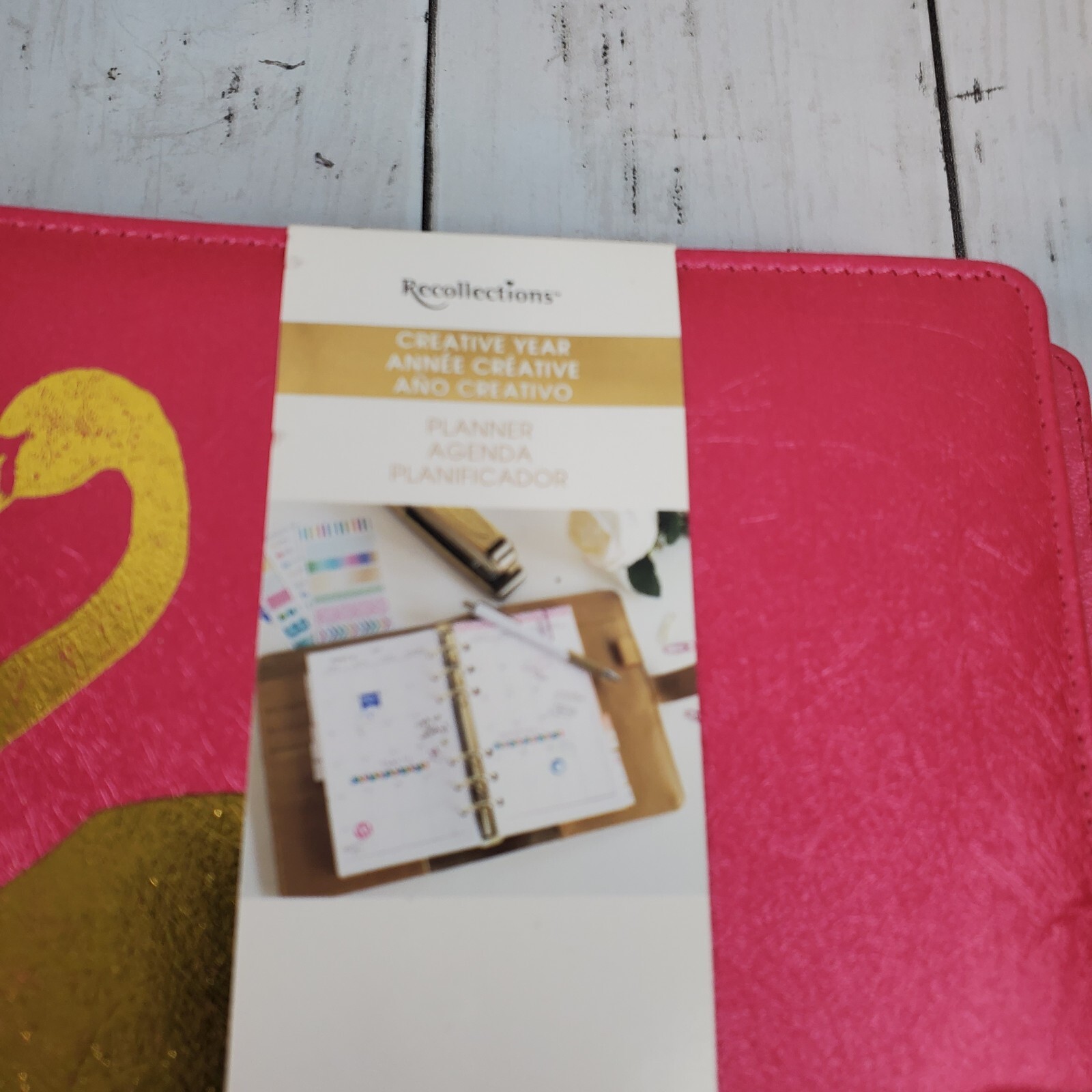 Creative Year 6 Ring Small Planner by Recollections – Hot Pink Gold Flamingo NEW