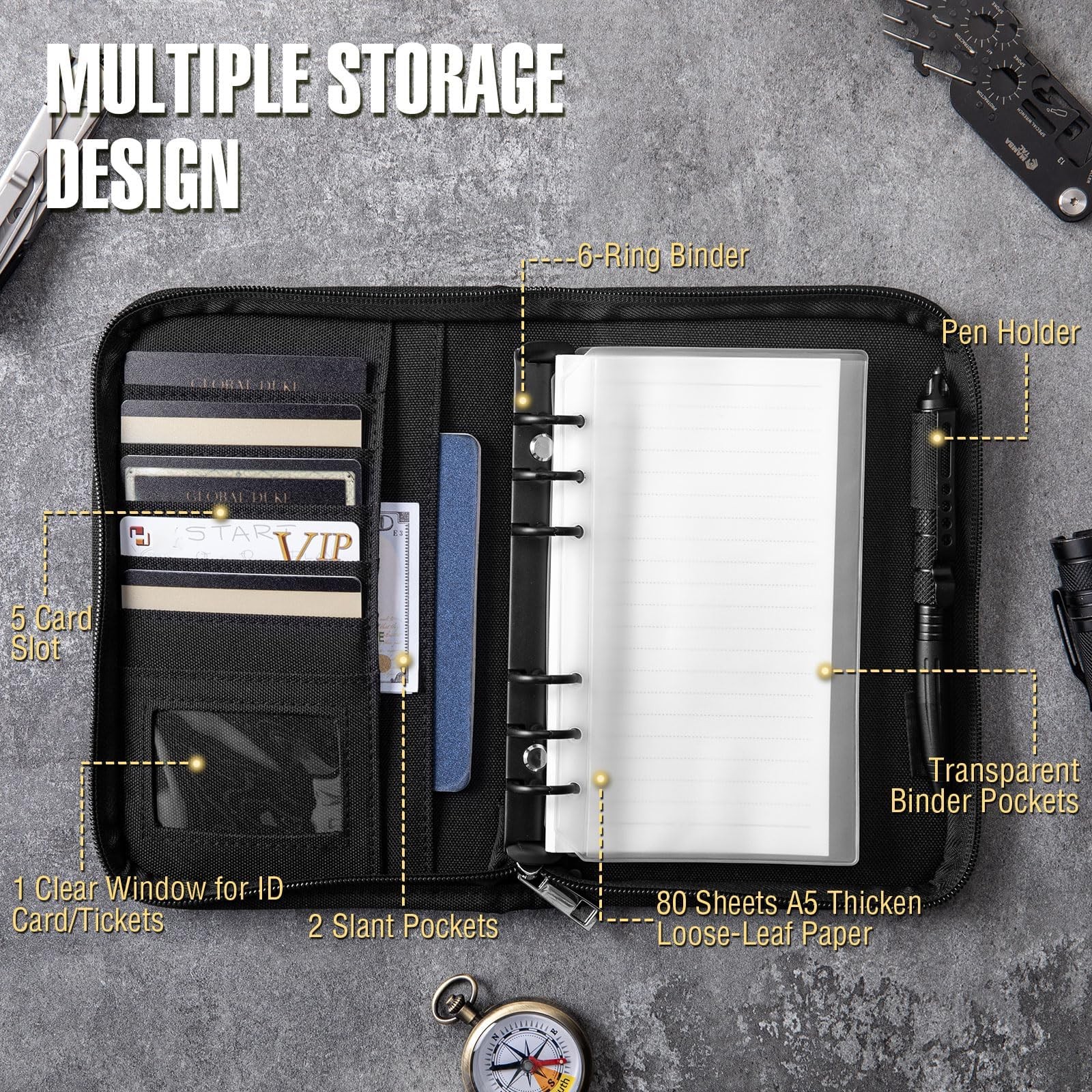 Tactical Notebook Padfolio Ring Binders with 45 Sheets,Army Military Notebook…