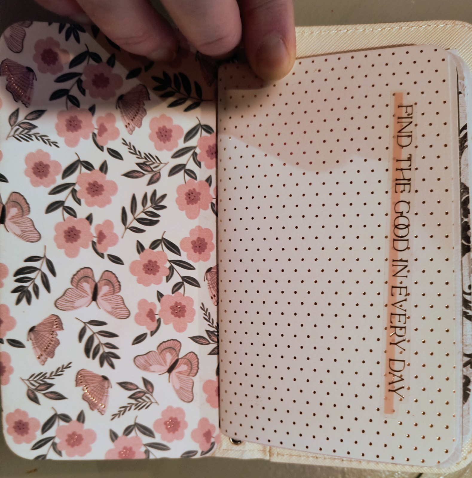 small upcycled phone case junk journal white religious theme with pen