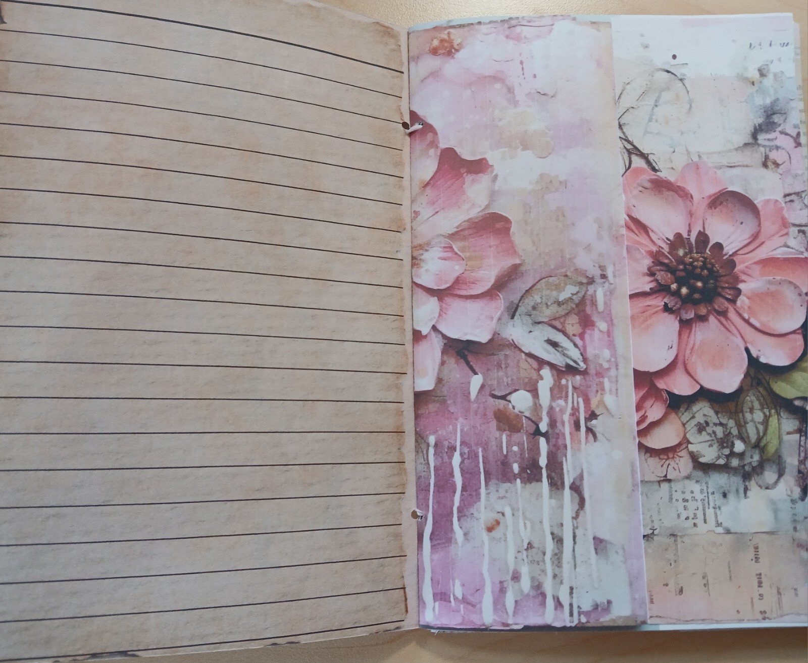 Junk Journal Booklet “3D FLOWERS 2″ Lg 6″x9” 40pg Dimensional Florals In Pink