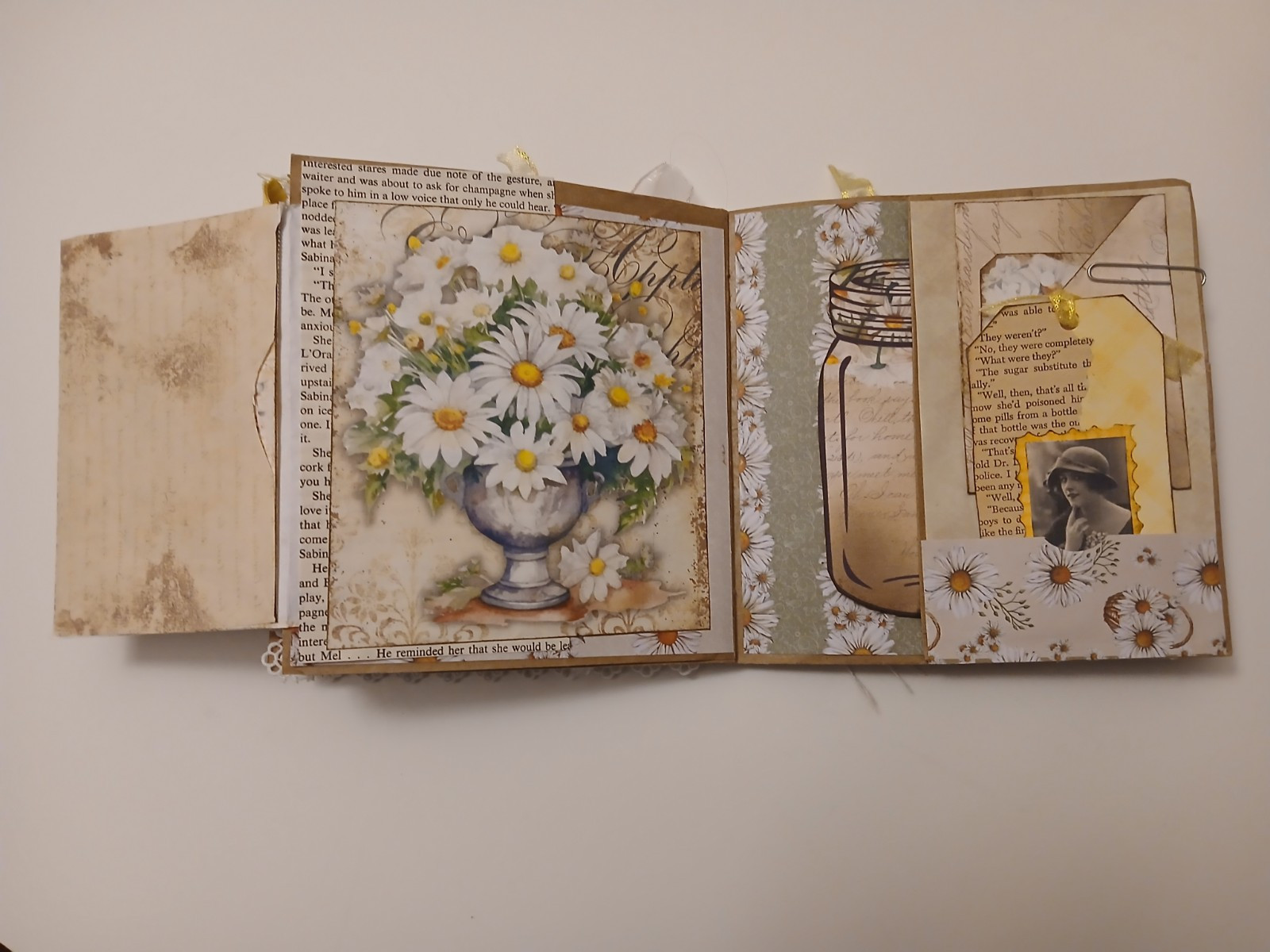Handmade Daisy Summer Unique Paper Lunch Bag Junk Journal Ooak
