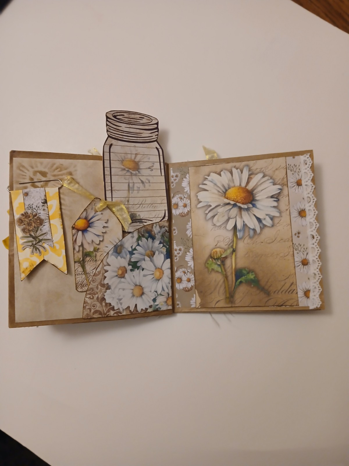 Handmade Daisy Summer Unique Paper Lunch Bag Junk Journal Ooak