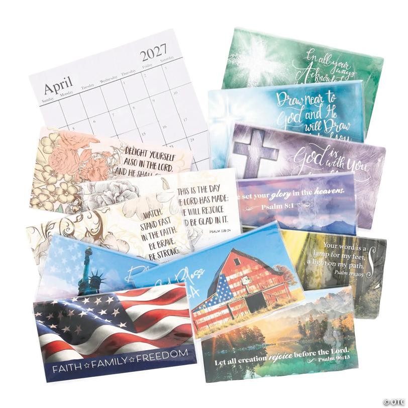 48-PC BULK Religious & Patriotic 2-Year 2026-27 Pocket Calendars 6 1/2″ x 3 1/2″
