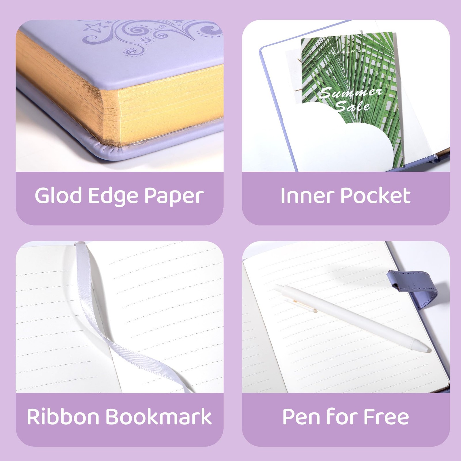 CAGIE Diary with Lock for Girls Pen Heart Shaped Vintage Purple