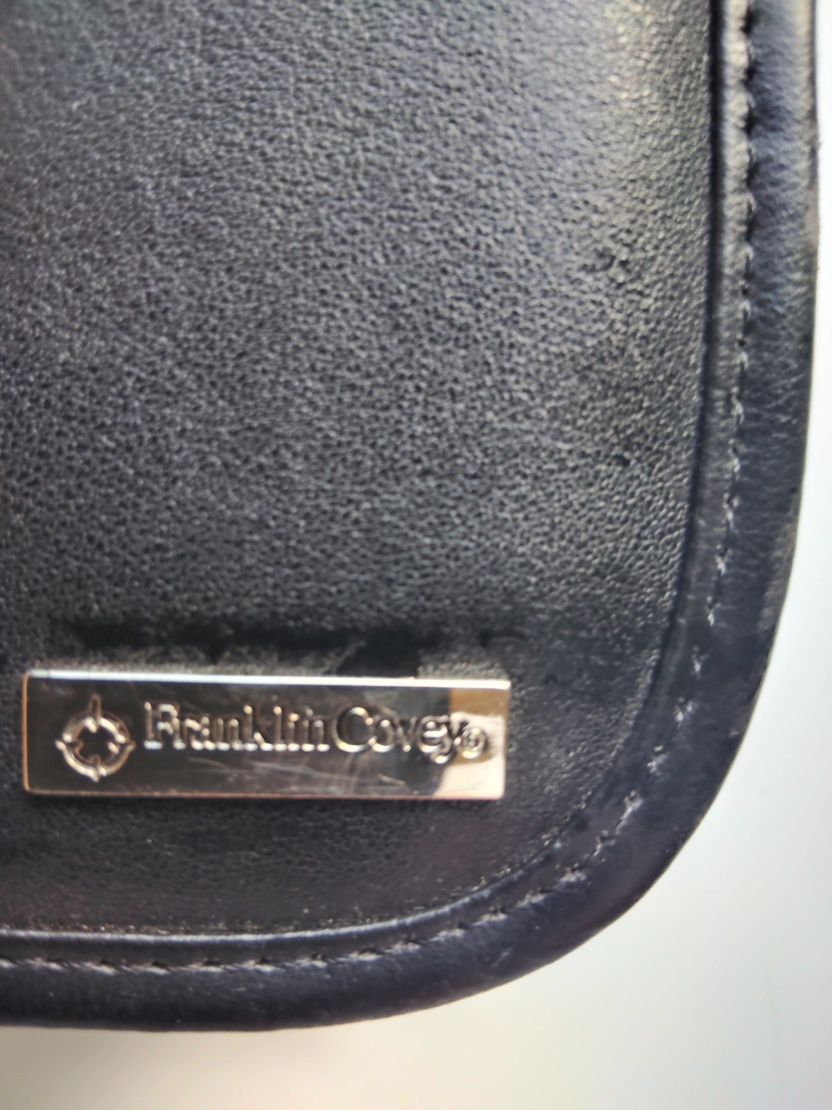 Franklin Covey Top Grain Leather Organizer 7-Ring Zip Around Black 10″ Vintage