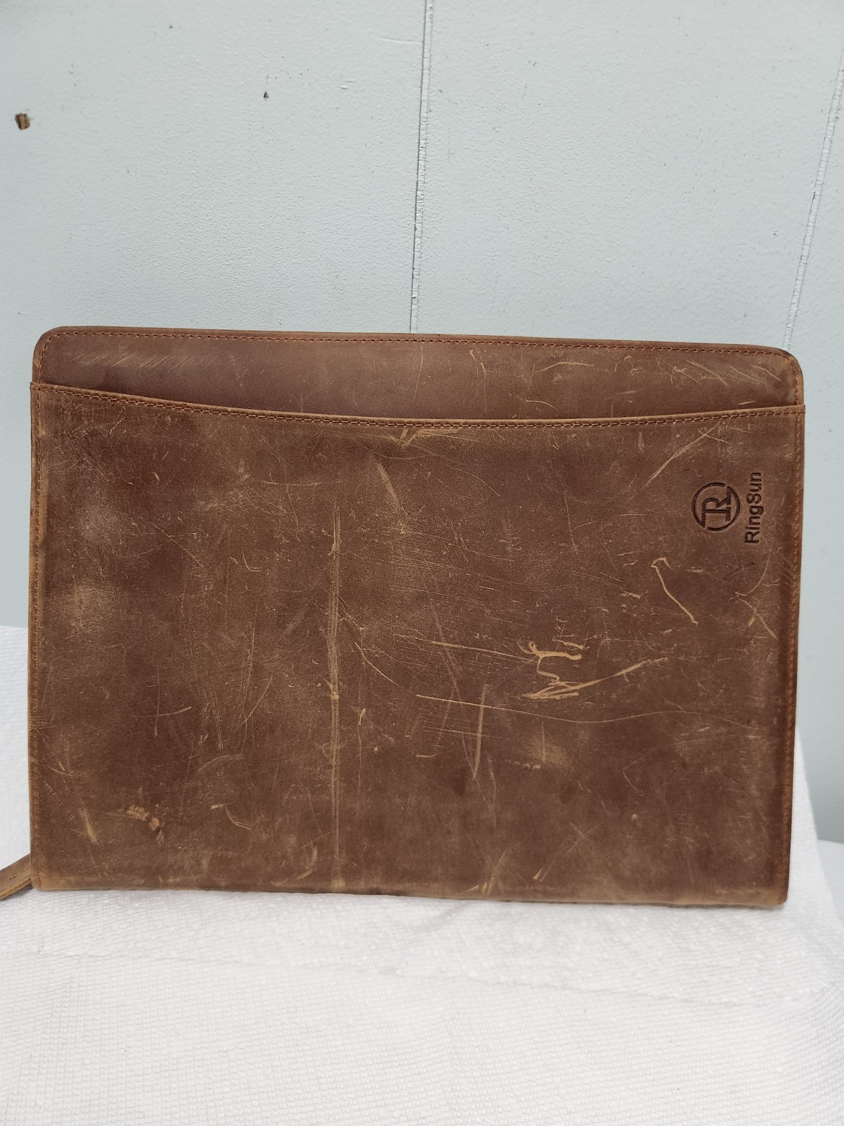 Ringsun Leather Portfolio Organizer with Zipper Padfolio
