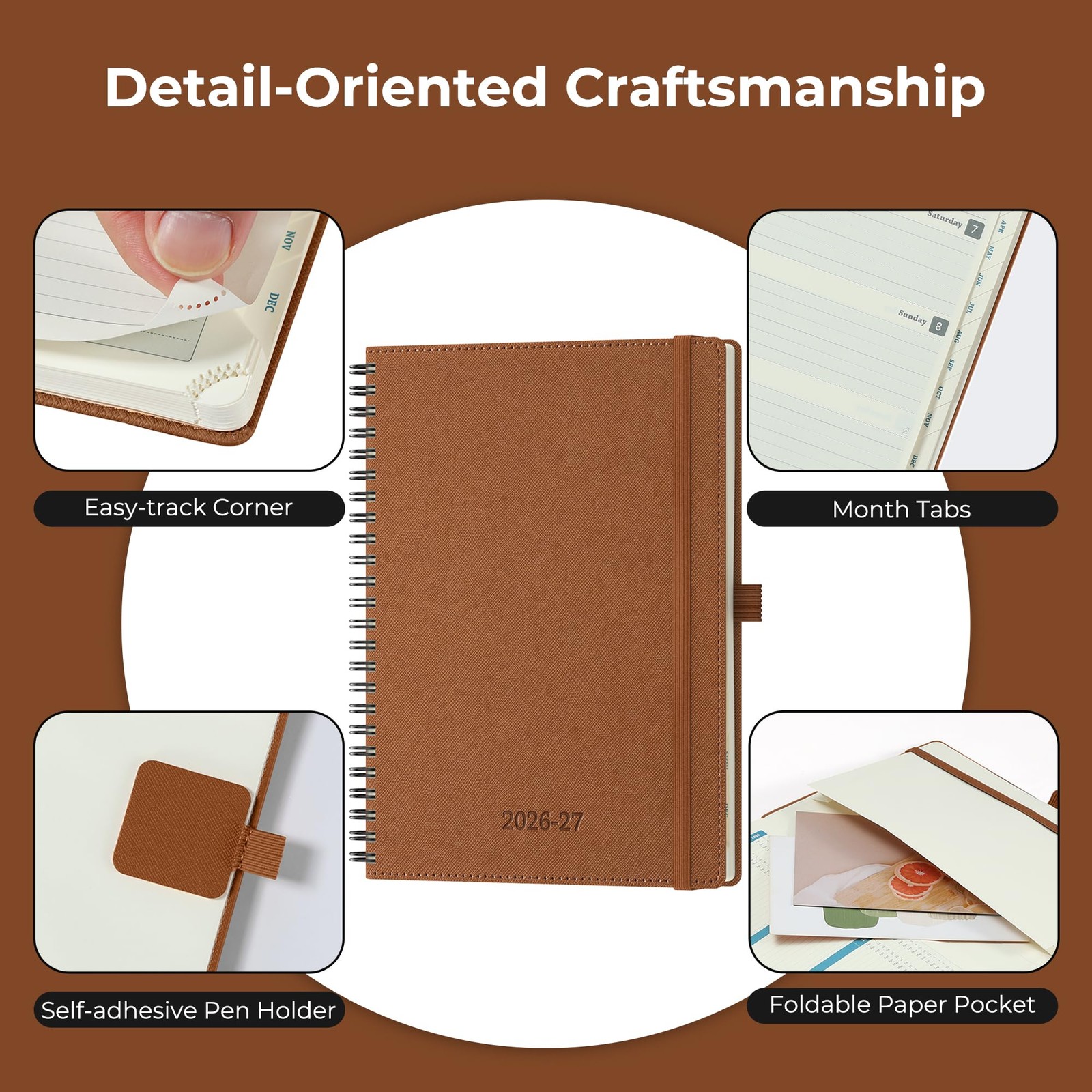 Planner 2026-2027 Daily Weekly and Monthly,8.5″x6.5″,18 Months Spiral Bound C…