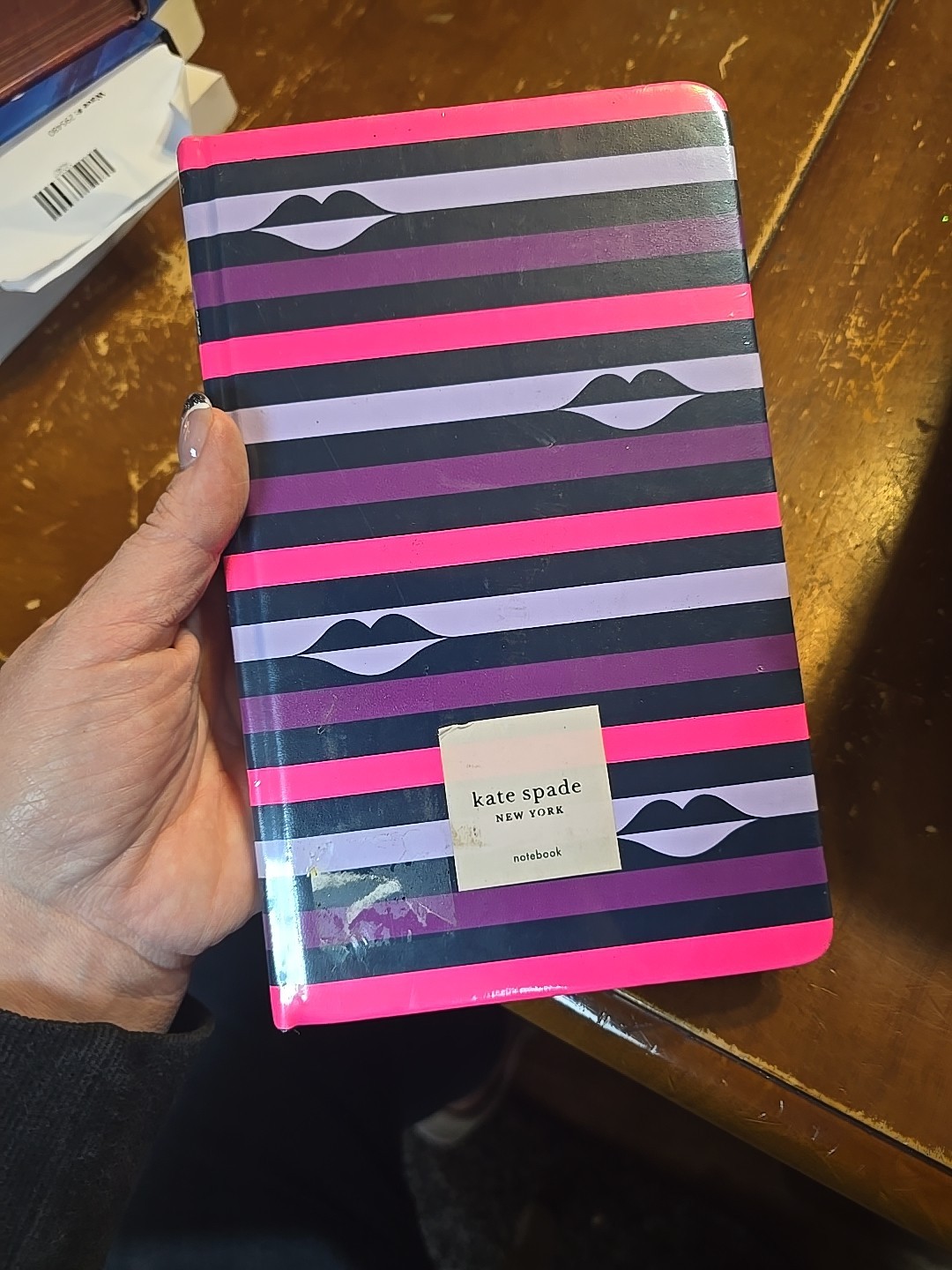 Sealed NEW LIPS STRIPE KATE SPADE TAKE NOTE LARGE NOTEBOOK JOURNAL 168 PG LINED