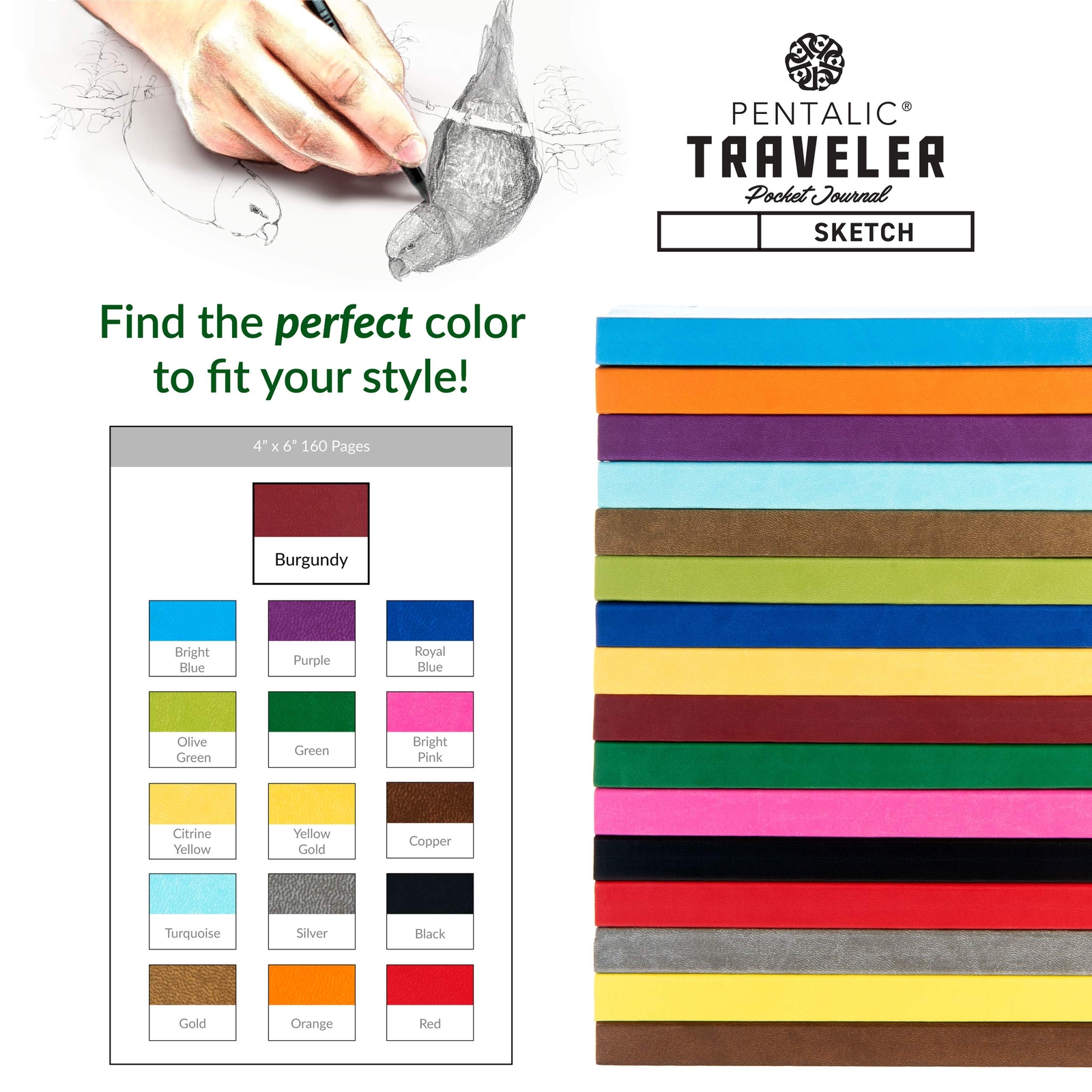 4″ x 6″ Pocket Sketchbook Traveler Journal 160 Pages Burgundy