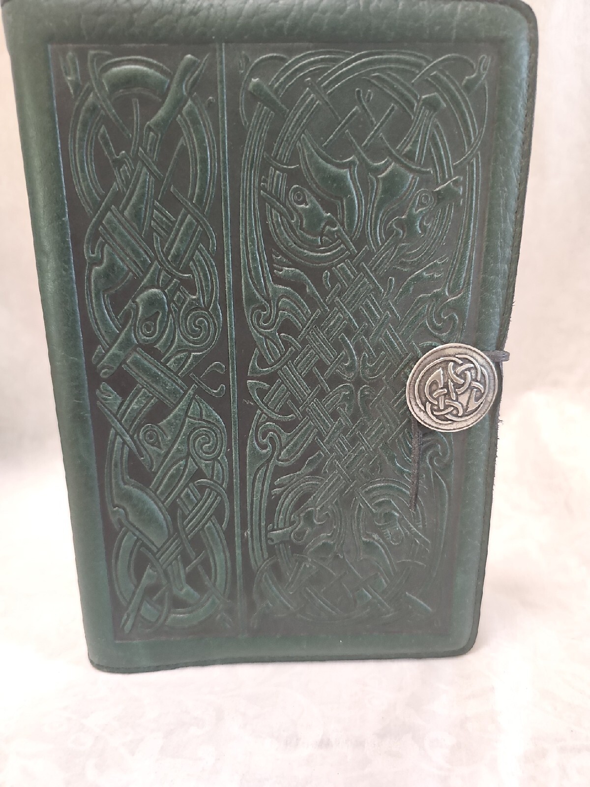 Oberon Design Leather Book Journal Cover 6″ x 9″ Celtic Hunter GREEN
