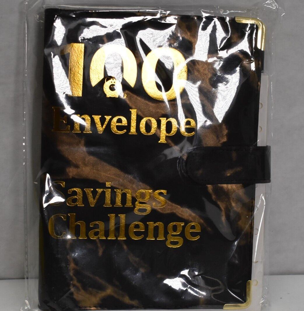 100 Envelope Savings Challenge Black Gold Marble Ramsey Cash Budget Book