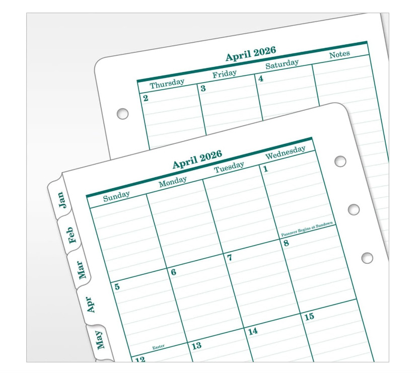 Two Page Per Day – Ring-Bound (Compact, Apr 2026 – Mar 2027)