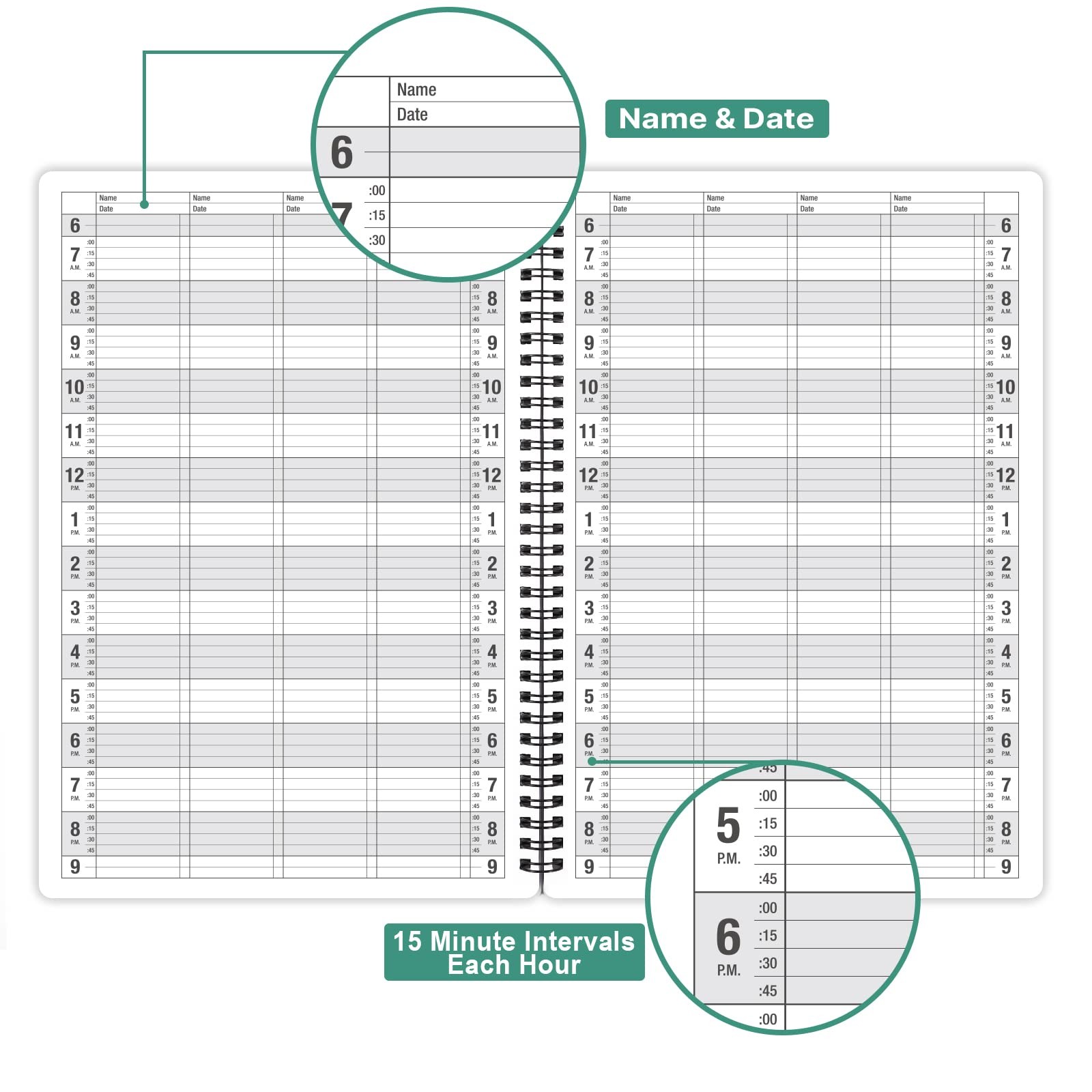 Appointment Book – Undated Salon Appointment Book, Daily＆Hourly Schedule Book…