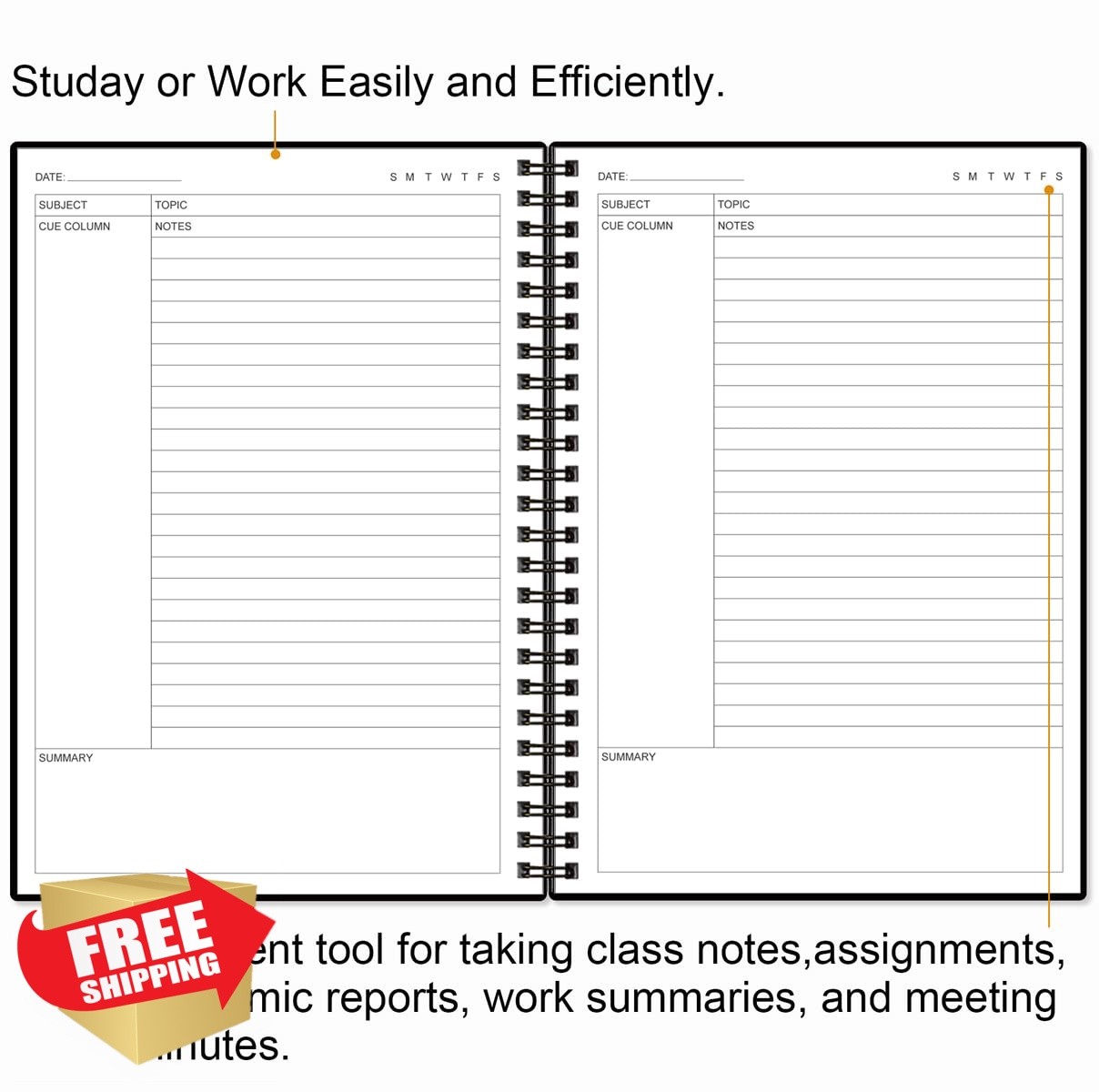 Yaridar Cornell Notebook Black 5.8×8.5in