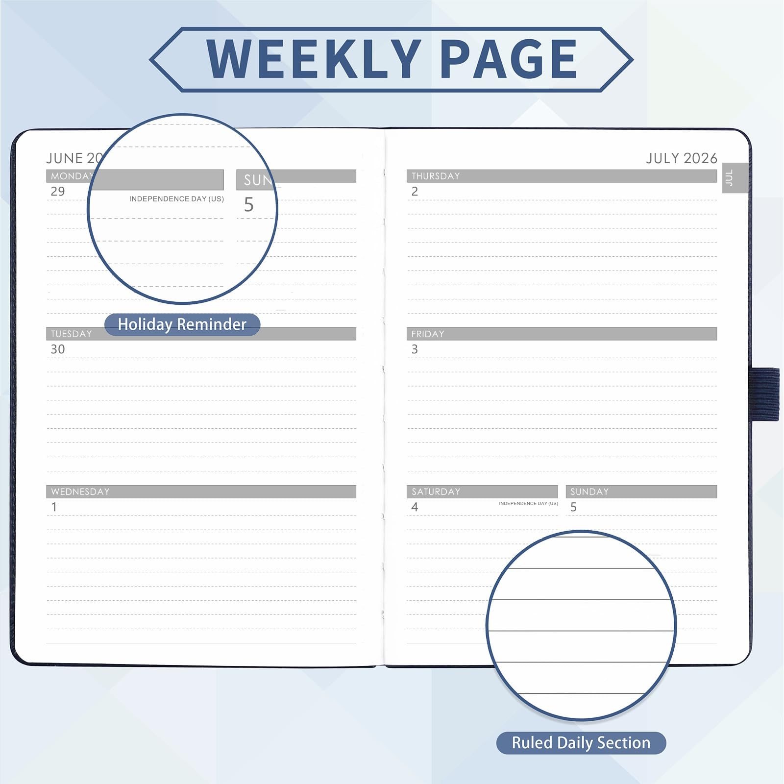 2026-2027 Planner – Academic Weekly Medium, Navy Blue
