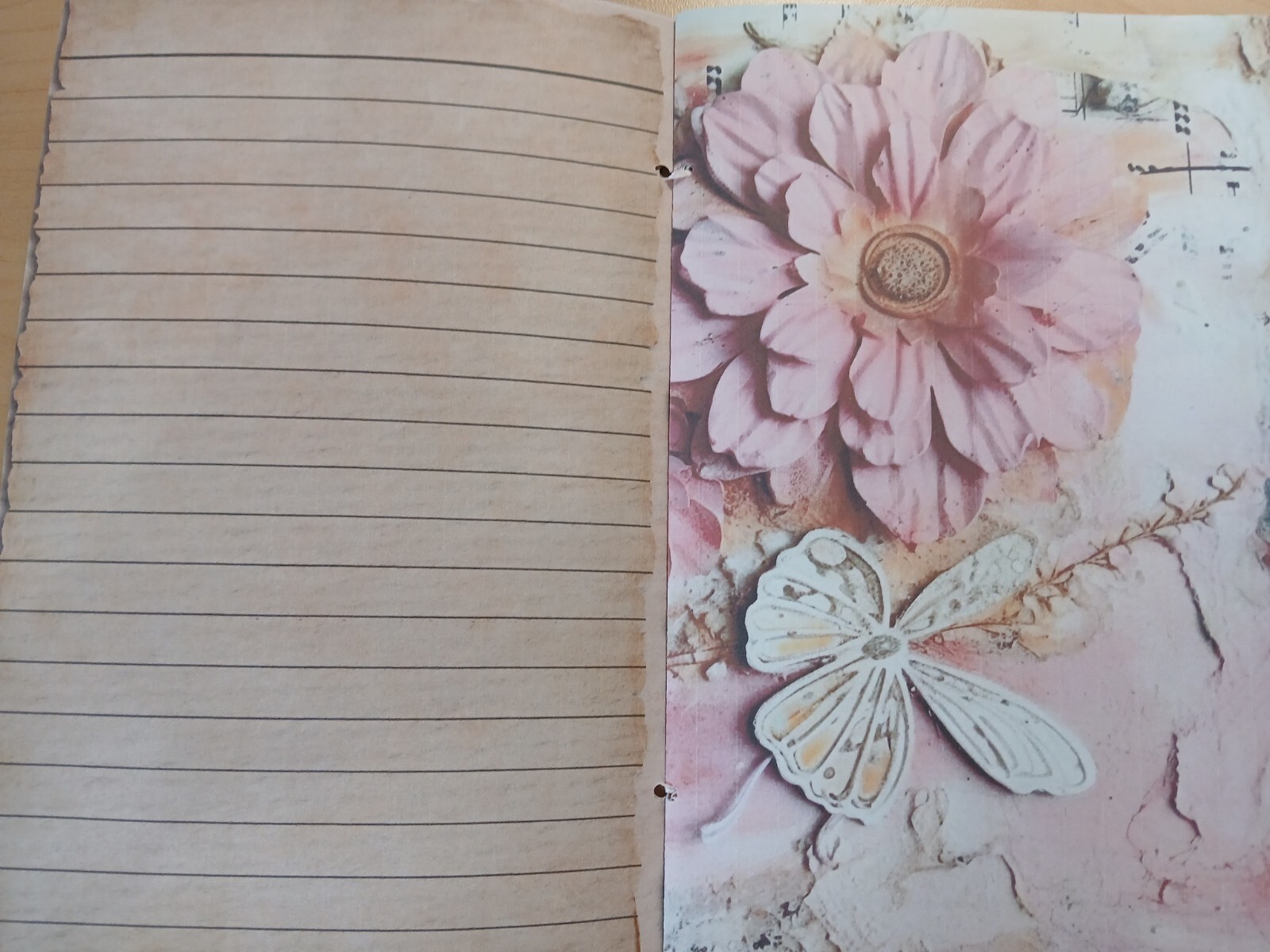 Junk Journal Booklet “3D FLOWERS 2″ Lg 6″x9” 40pg Dimensional Florals In Pink
