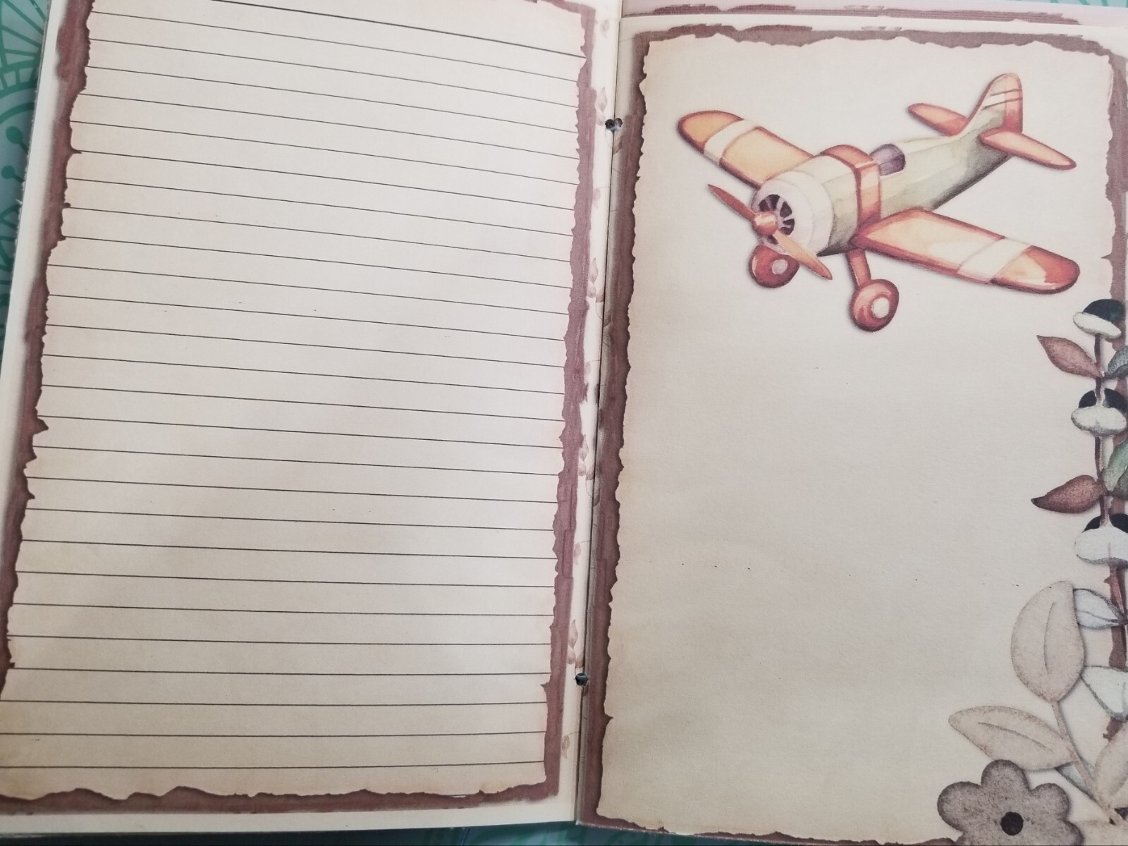 Junk Journal Blank Booklet “BABY BOY” HANDMADE Baby Album, LG 8.5″x5.5″ 40pgs