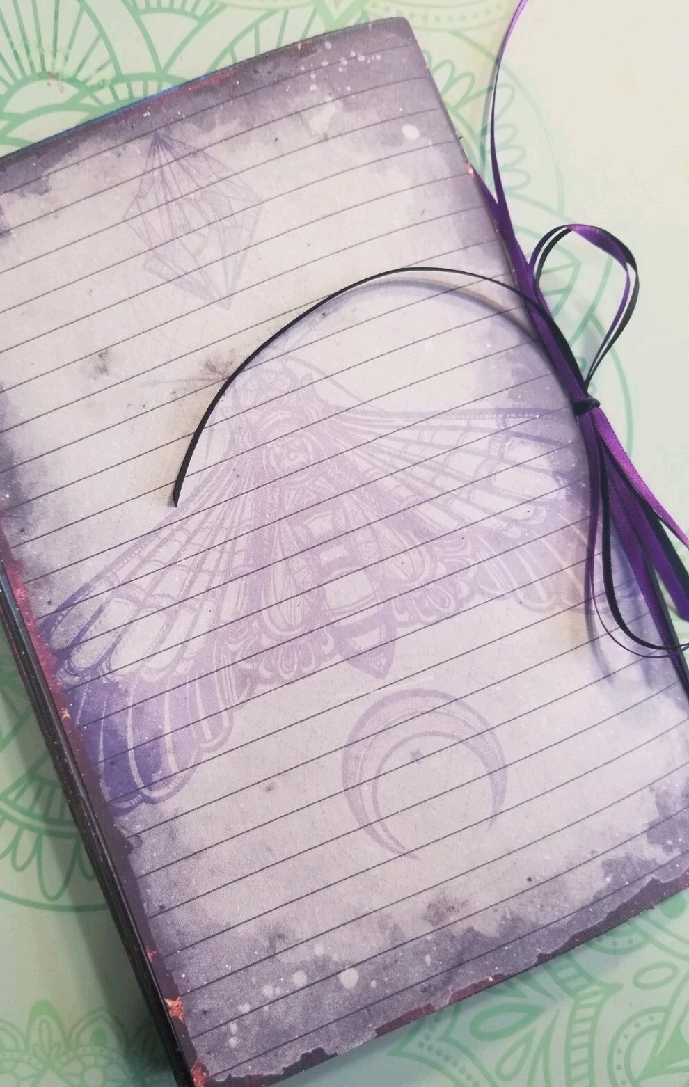 Junk Journal Blank Booklet “BEWITCHED NIGHT” HANDMADE GRIMOIRE LG 8.5″x5.5″ 40pg