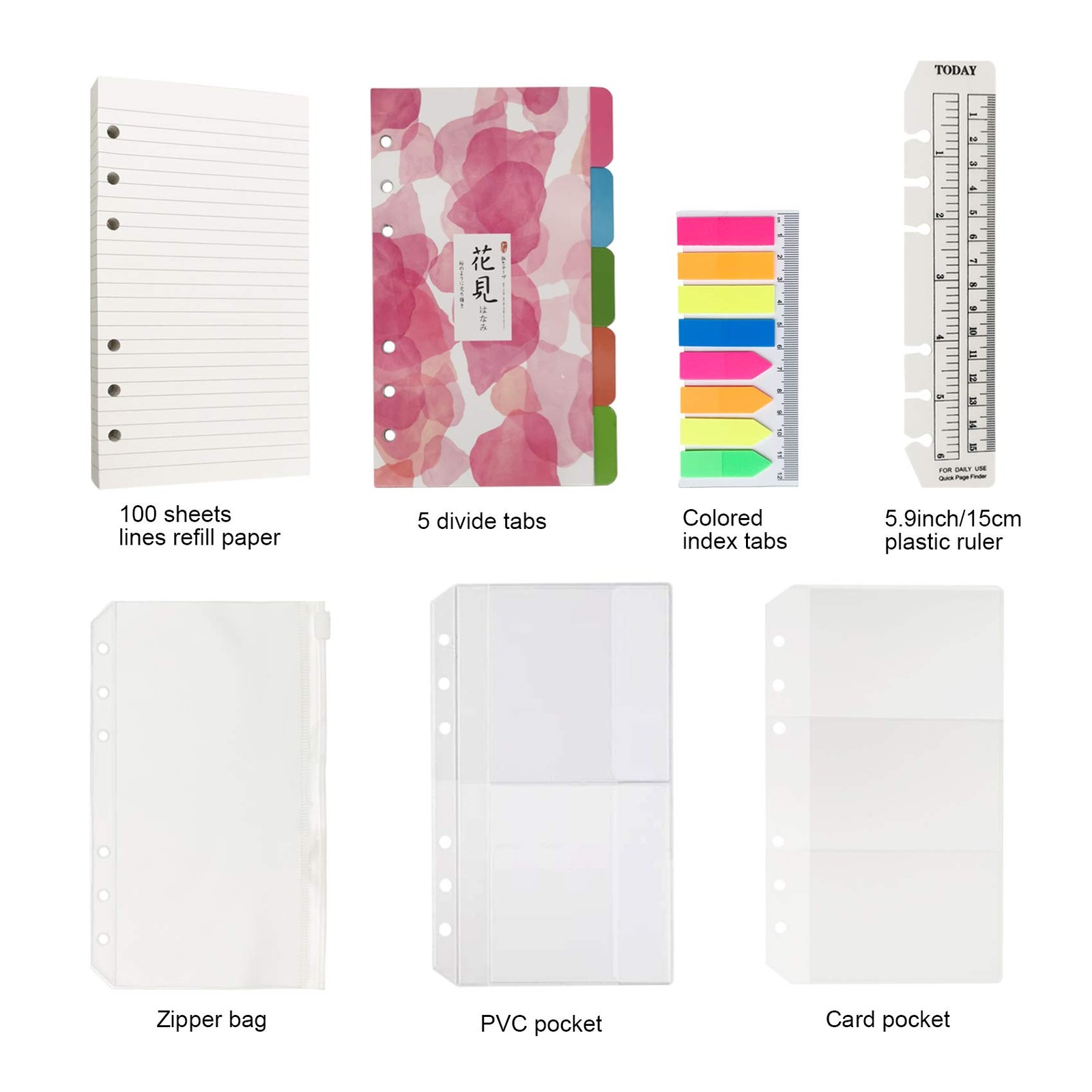A6 Refill Paper, 100 Sheets Lined Paper, 6 Hole Punched – 5 Binder Dividers, …