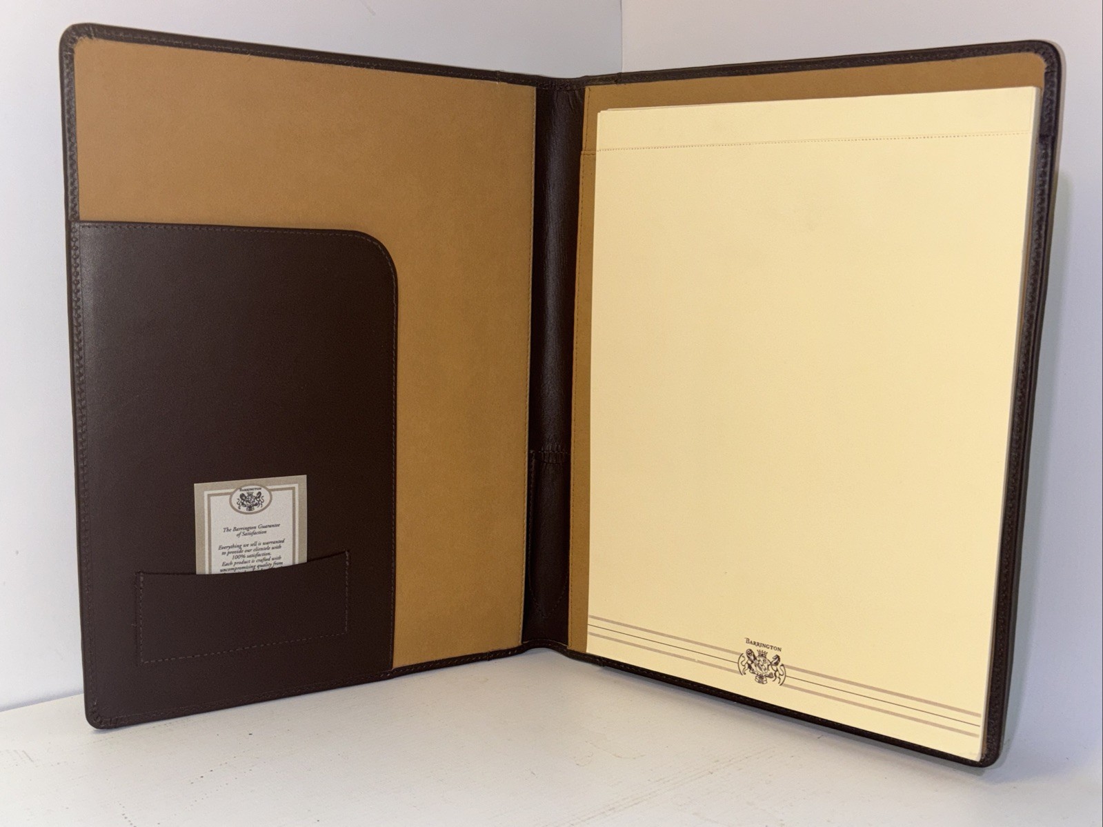 Barrington Handcrafted Tan Leather Notebook/Journal Legal Pad Portfolio Used