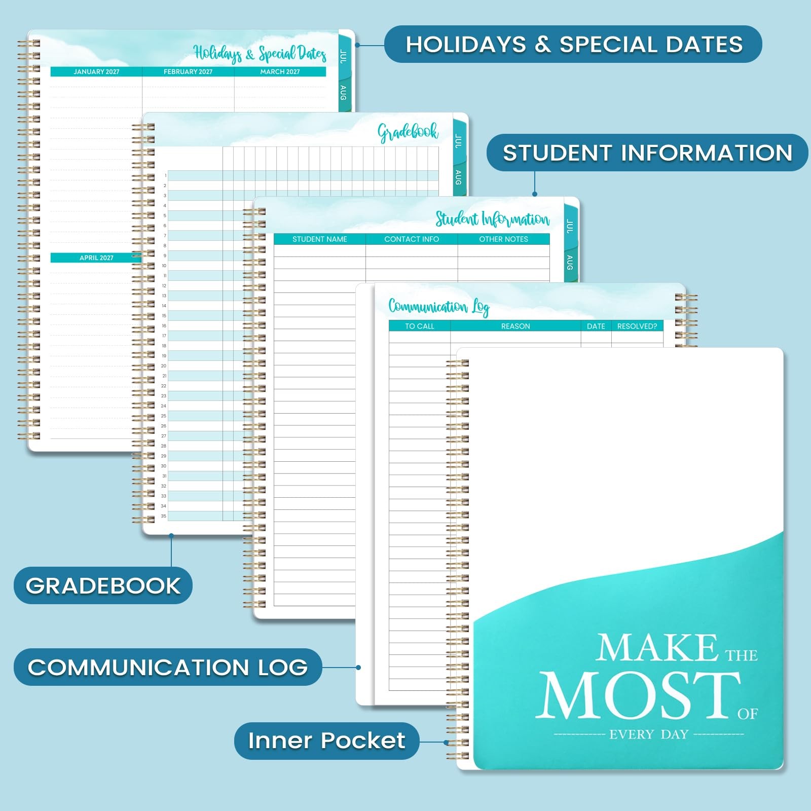Teacher Planner 2026-2027 – Lesson 2026-2027, 9″ x 11″, black