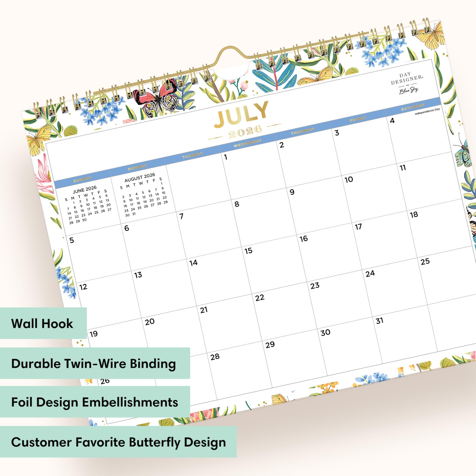Blue Sky Day Designer 2026-2027 Monthly 11″ x 8.75″, Flutter- 2026/2027